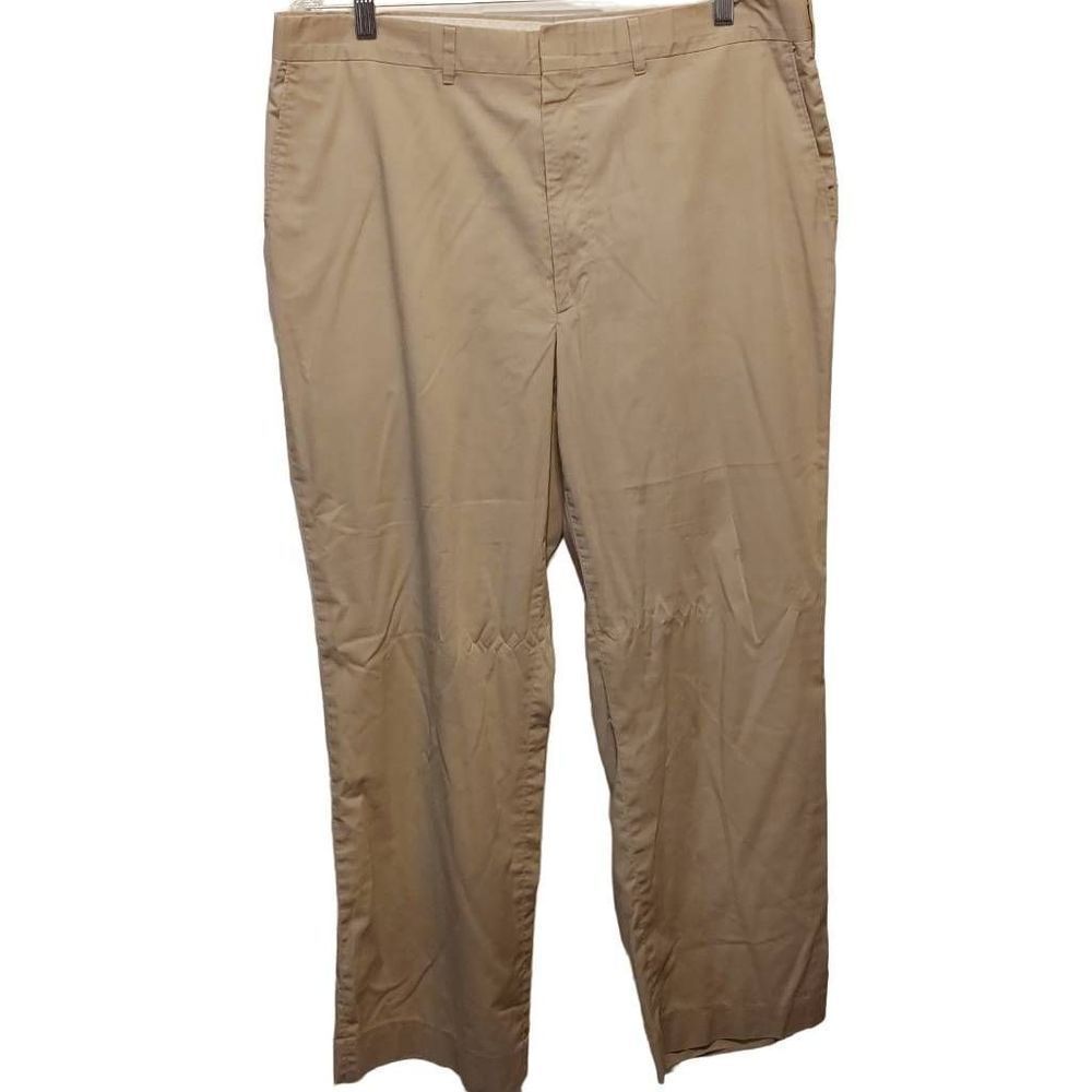 Haggar Men's 38x30 Tan Khaki Flat Front Stretch‎ Comfort Chino Pants